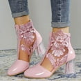 thumbnail image 5 of Women's Ankle Booties Embroidered Dress Boots with Block Heel, Back Zipper for Wedding Party, 5 of 15