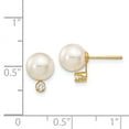 thumbnail image 3 of Real 14kt Yellow Gold 7-8mm White Round Saltwater Akoya Cultured Pearl Diamond Post Earrings; for Adults and Teens; for Women and Men, 3 of 3
