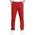 thumbnail image 2 of Boys Slim Fit Stretch Jean School Uniform Pants Kids Elastic Waist Pull on Twill Pants with Pockets, 2 of 7