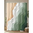 thumbnail image 4 of Fsddascl Sage Green Beach Shower Curtain Set - 48" x 72" Washable Bathtub Curtain with 12 Hooks, Farmhouse Coastal Ombre Sea Waves Art Waterproof Fabric Stall Shower Curtains for Bathroom/Bathtub, 4 of 6