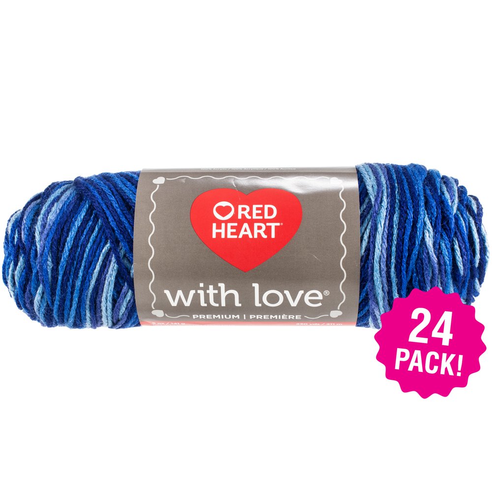 Red Heart With Love Yarn Deep Blues, Multipack of 24