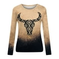 thumbnail image 5 of USSUMA Ladies Autumn Tunics Blouses, Elegant 2022 Bohemian Womens Blouses and Tops Dressy Plus Size Crewneck Long-Sleeve Shirt Junior Tee Tops Ombre Camouflage Graphic T Shirts Loose Fit, 5 of 5