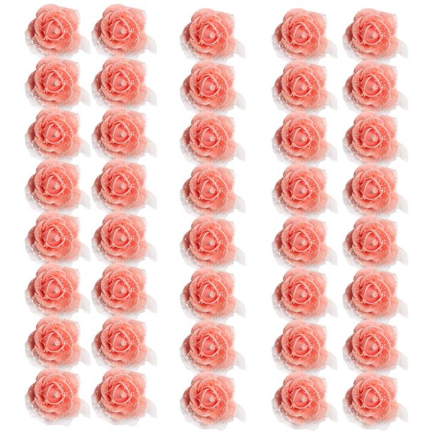 50pcs cabezas de malla de espuma artificial para decoración de artesanías 4cm , Rosado Colcomx Cabeza de flor rosada de la boda