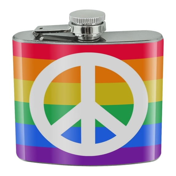 Peace Rainbow LGBTQ Symbol Stainless Steel 5oz Hip Drink Kidney Flask
