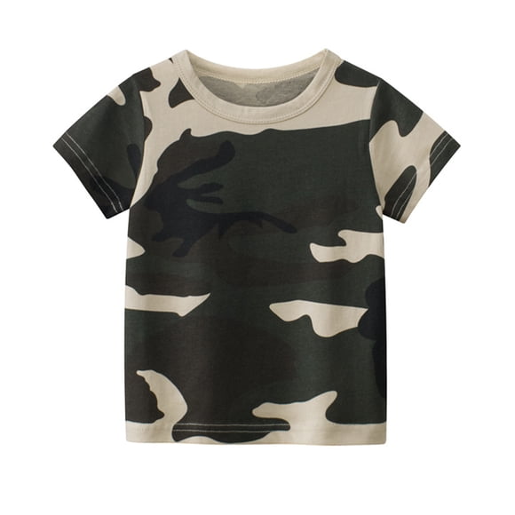 Qudderr 1-9T Boys Camouflage T-Shirt Summer for Baby Kids Short Sleeve Tee Shirts Crewneck Cotton Tops for Boys