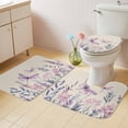 thumbnail image 2 of Purple Florals Bath Mat 3 Piece Bathroom Rug Set, Spring Butterflies Dragonfly Retro Beige Non Slip Bath Rug Contour Mat and Toilet Lid Cover, Absorbent Shower Mats Soft Bath Rugs and Mats Sets, 2 of 8