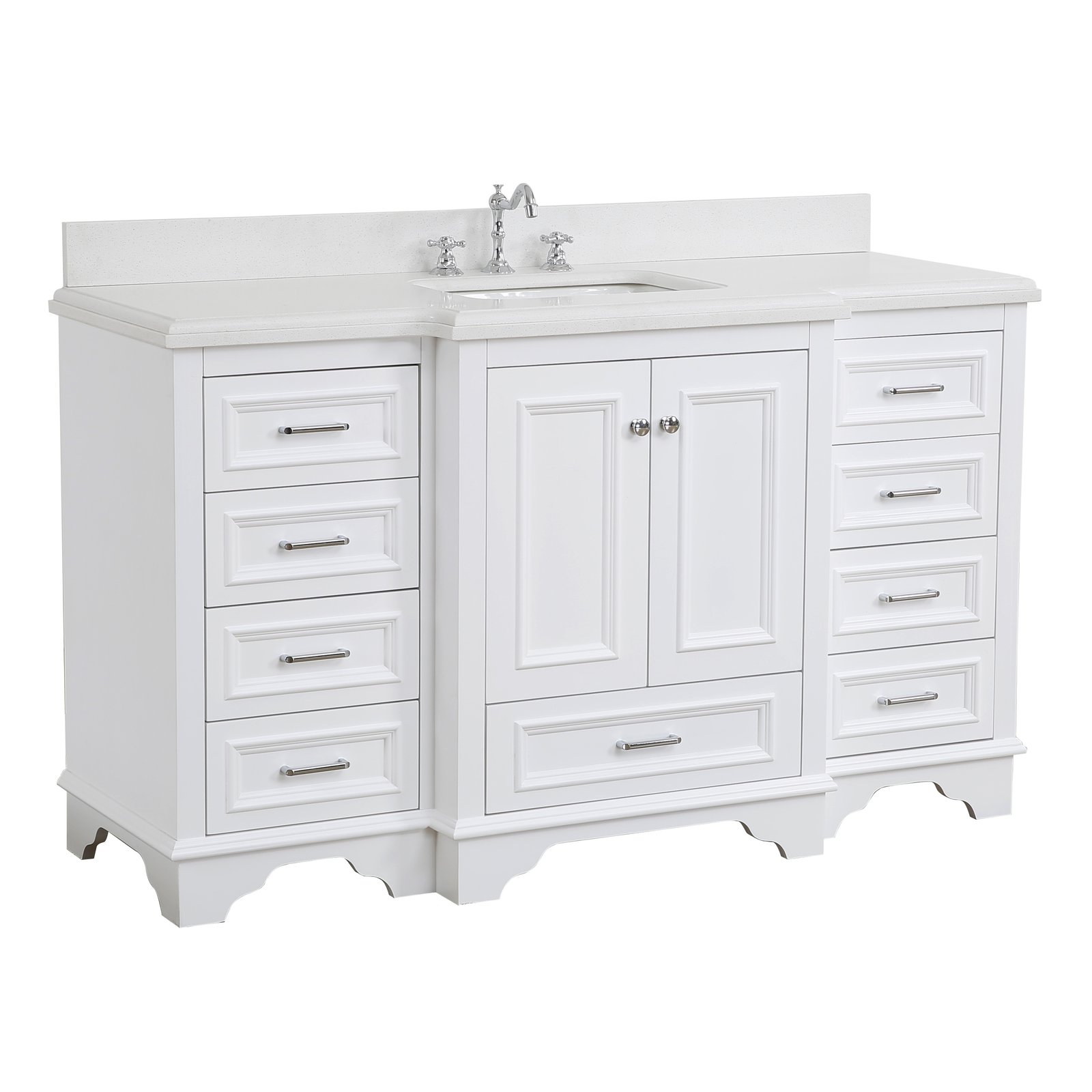 Nantucket 60" Single Bathroom Vanity with White & Quartz Top