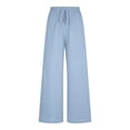 thumbnail image 5 of JUSLIO Pants for Women High Waist Plus Size Drawstring Linen Loose Elastic Waist with Pockets Slim Straight Pants, 5 of 8