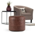 thumbnail image 2 of Connor Boho Round Pouf in Distressed Brown Genuine Leather, 2 of 8