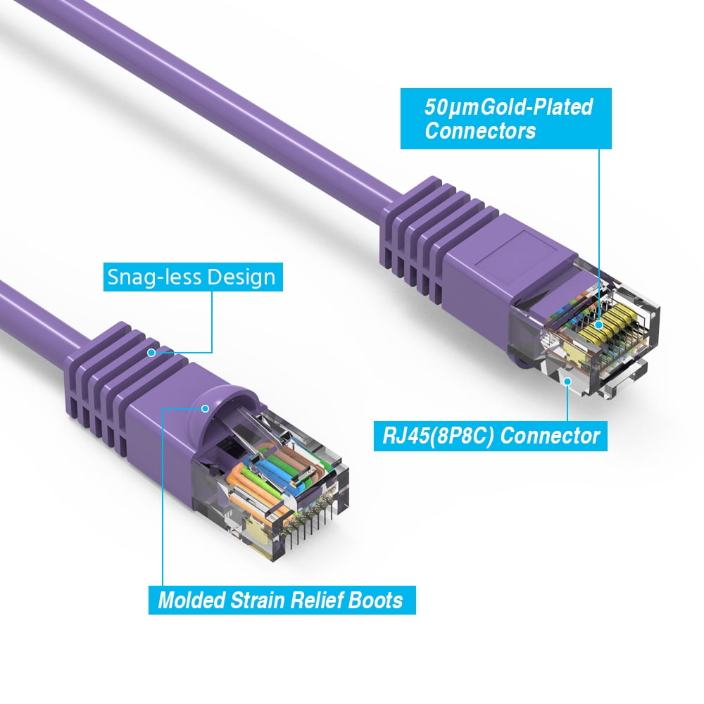 ACCL 0.5Ft Cat6 UTP Ethernet Network Booted Cable Purple, 3 Pack