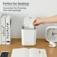 thumbnail image 4 of Mini bote de basura con tapa a presión | Paquete de 1 bote de basura pequeño para escritorio | Papelera compacta de plástico blanco para casa, oficina y escuela | Contenedor de basura ligero y, 4 of 7