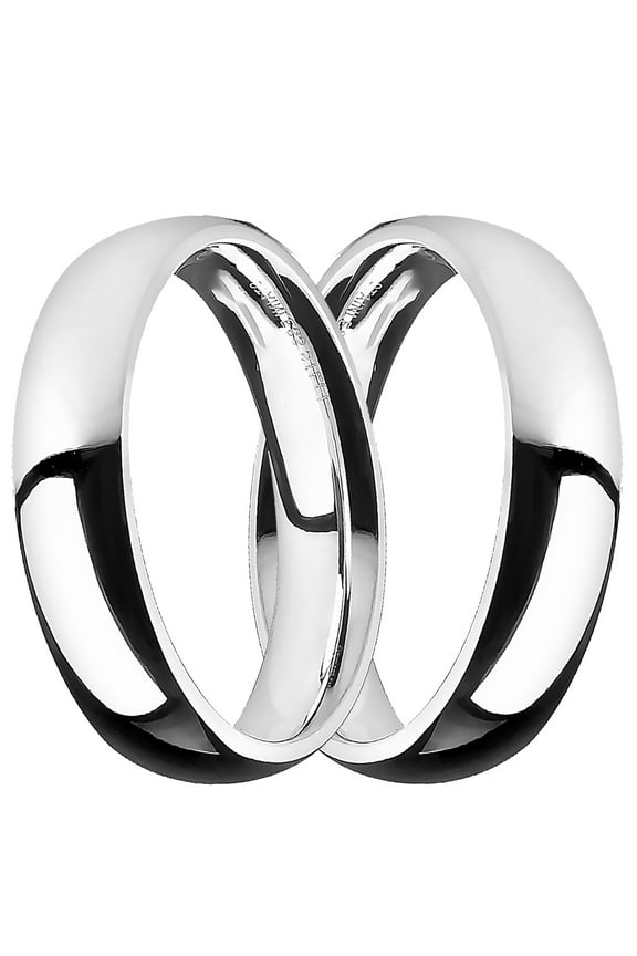 Matching His and Hers Wide 316L Steel Wedding Bands Ring Set for Him and Her (5/11)