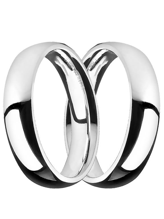 Matching His and Hers Wide 316L Steel Wedding Bands Ring Set for Him and Her (11/8)