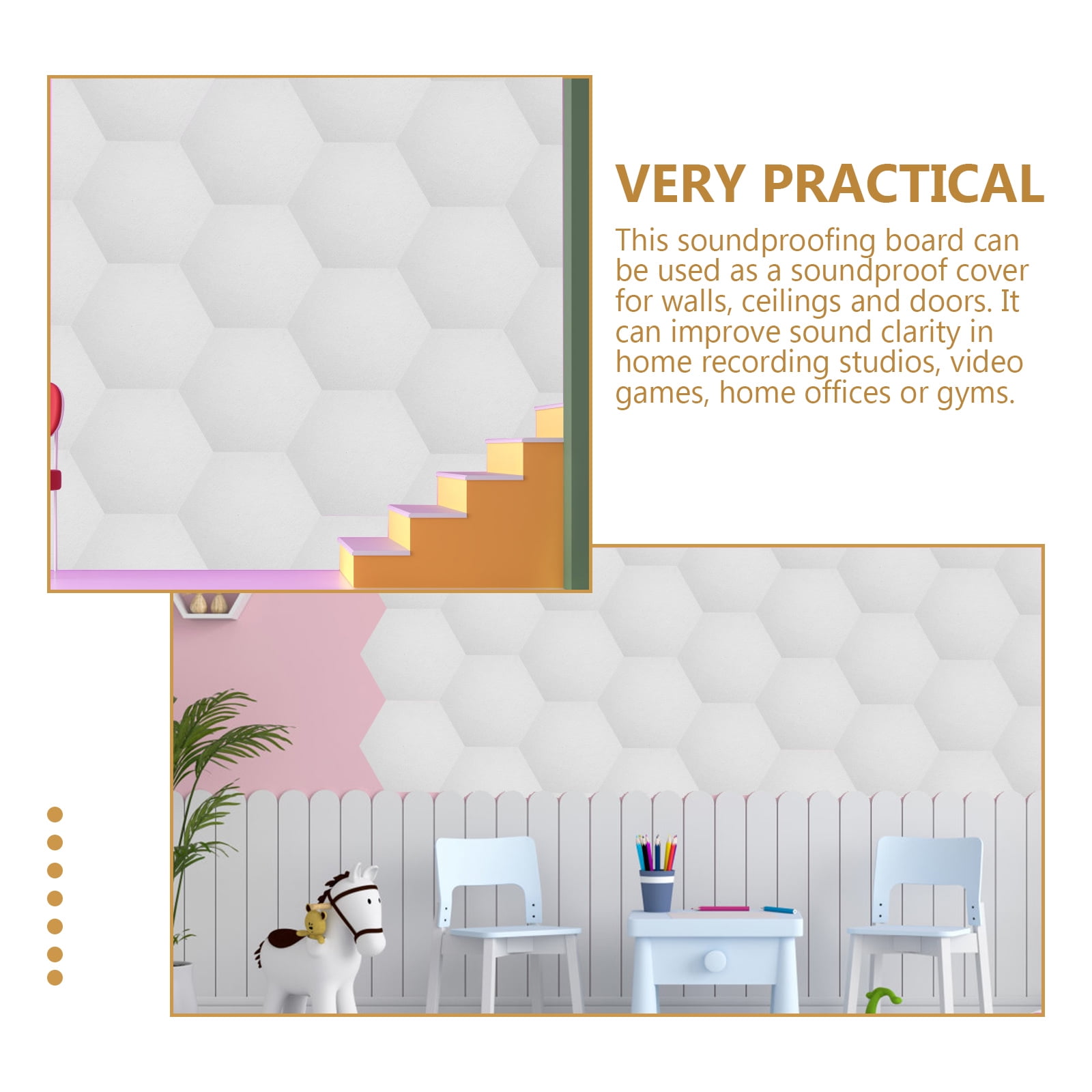 6-Pack Acoustic Soundproofing Panels for Walls and Floors, Noise Reduction and Sound Absorption