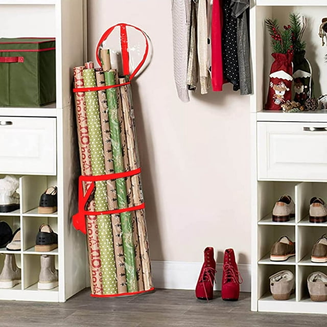 HLONK Christmas Decor Christmas Storage Rack Spacious Under Bed Holiday Wrapping Paper Container Good For Gift Wrapping Ribbons Bows Wrapping Supplies Etc