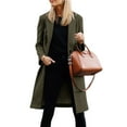 thumbnail image 2 of Abrigo de Invierno para Mujer, Estilo Casual, con Solapa de Muesca y Botonadura Sencilla Verde M, 2 of 10