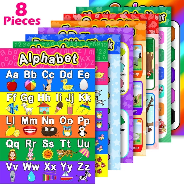 Póster educativo para preescolar Bulu 8 para niños pequeños con puntos de pegamento