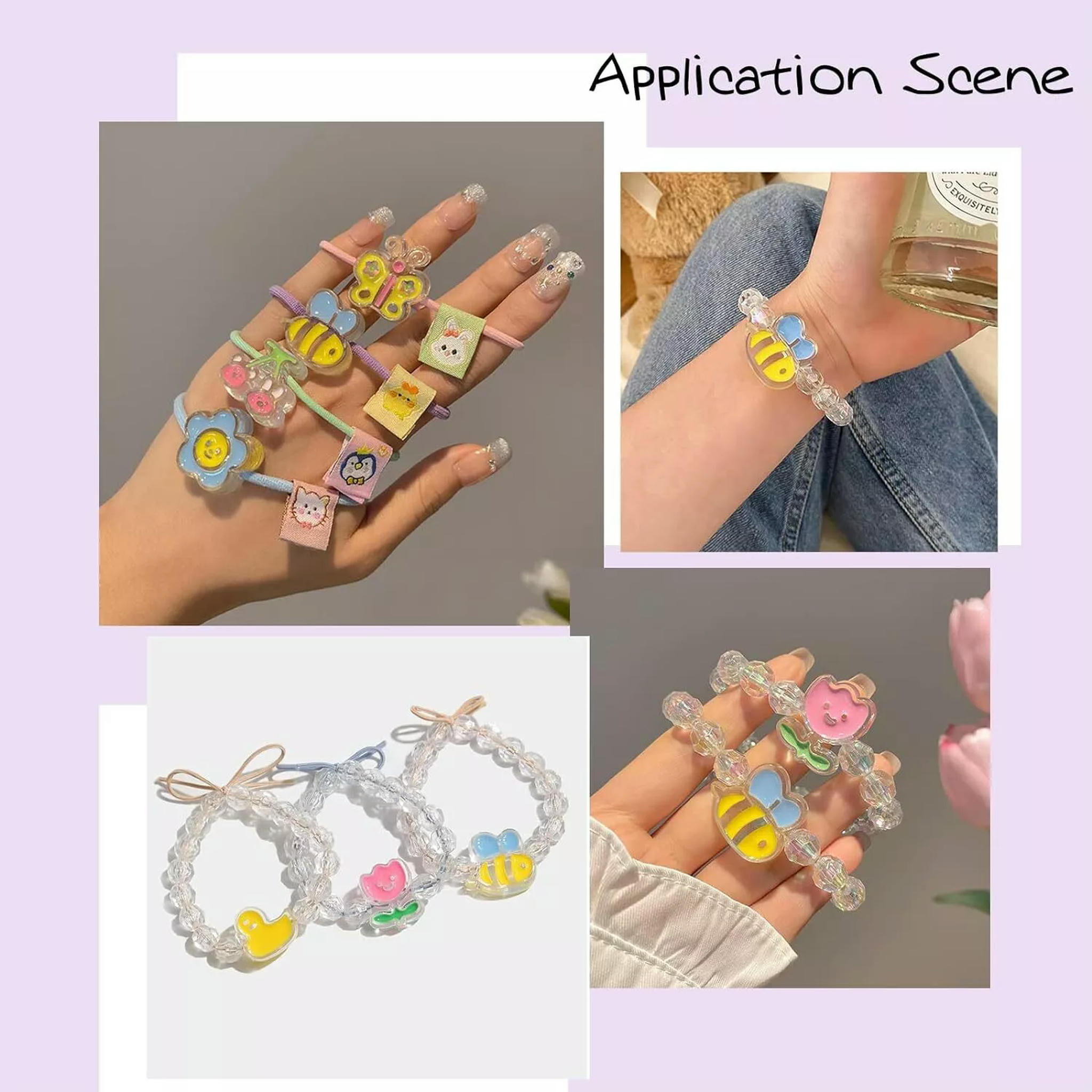 U8MO 100x Honeybee Bee Acrylic Beads for Jewelry Making DIY Hair Décor Accessories