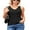 Black, variant on Womens Scalloped V Neck Tank Tops Adjustable Spaghetti Strap Undershirts Built-in Bras