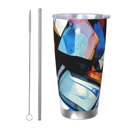 

Logiee Abstract Cubist Printer Print 20OZ Car Cup with Lid Stainless Steel Vacuum Insulated Double Wall Travel Tumbler Durable Insulated Coffee Mug Thermal Cup with Straw-Straw Two-piece Set