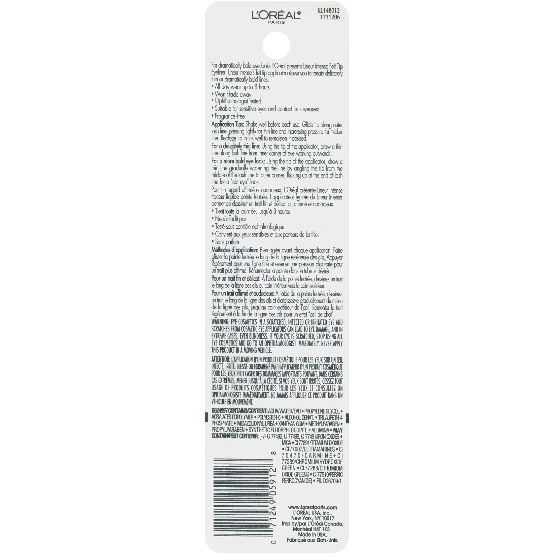L'Oreal Paris Lineur Intense Felt Tip Liquid Eyeliner, Black Mica