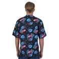 thumbnail image 3 of UZZI Mens Hawaiian Casual Button Down Short Sleeve Beach Flamingo Party Shirt, Palm Flamingo Black, Size: X-Large, Uzzi Active Wear, 3 of 3