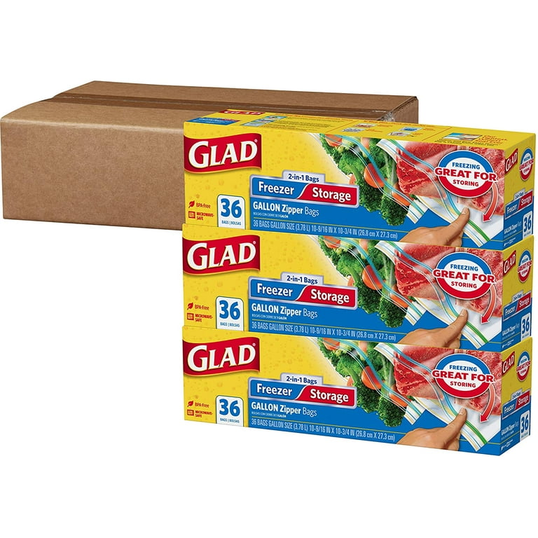 Glad 1-Gal. Plastic Zipper Storage Bags, 4 pk./36 ct. - Clear Blue