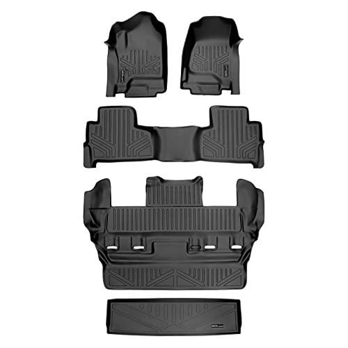 MAXLINER All Weather Custom Fit 3 Row & Cargo Liner Behind The 3rd Row Black Floor Mat Liner Set Compatible with 2015-2020 Chevrolet Tahoe/GMC Yukon (Does Not Fit XL Models)