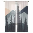 thumbnail image 2 of Mountain Forest Semi Sheer Curtains 96 Inch Length 2 Panels Set, Nature Tree Scenery Watercolor Pink Blue Sheer Kitchen Curtain Privacy Voile Window Curtain for Living Room Bedroom Rod Pocket Drapes, 2 of 7