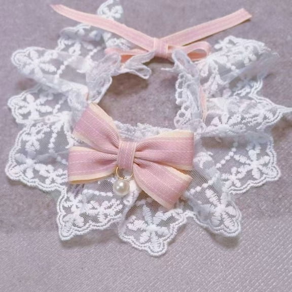 Cat scarf, cat collar, dog collar, plush toy bib, small to medium-sized dog bow tie, lace pet accessories.