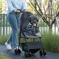 thumbnail image 2 of Demi Bonn 4 Wheels Pet Stroller, Foldable Puppy Cage Jogger Stroller with Sun Cover, Storage Basket, Breathable and Visible Mesh for Small Pets up to 22 lbs, Gray, 2 of 10