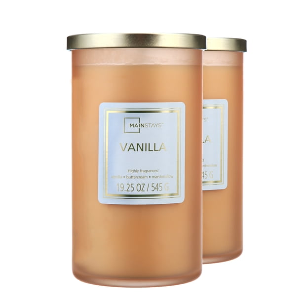 Mainstays Vanilla Scented Single-Wick Large Glass Jar Candle, 20 oz., 2-Pack