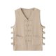 thumbnail image 1 of Chaleco informal de algodón y lino para hombre, camiseta interior con hebilla Vintage sin mangas Pompotops  oipoqjl30812, 1 of 8