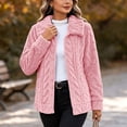thumbnail image 4 of WIZUTIZ Women's Solid Color Double-Sided Fleece Jacquard Lapel Collar Jacket Long Sleeve Warm Winter Coat Loose Fit Cozy Outerwear with Pockets, 4 of 8