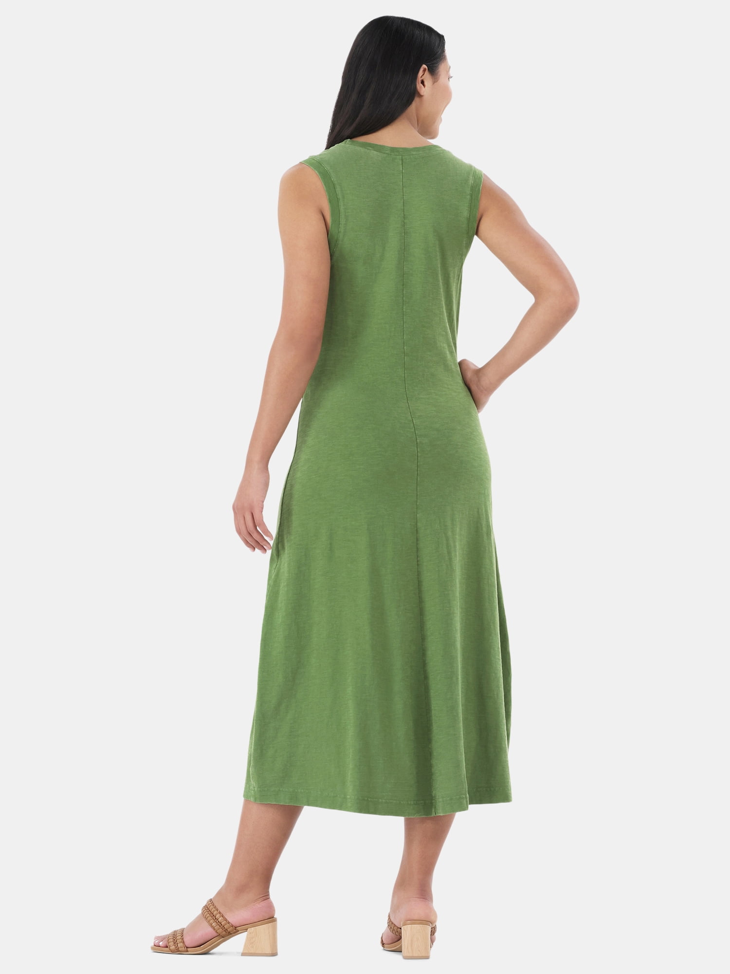 Time and Tru Women's and Women's Plus Slub Cotton Tank Midi Dress, Sizes XS-XXXL