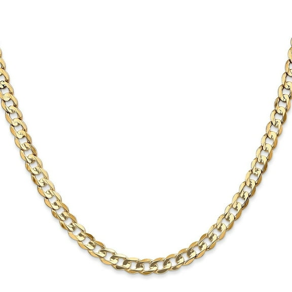 Diamond2Deal 14K Yellow Gold 4.5mm Open Concave Curb Chain Necklace for Men 18"
