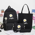 thumbnail image 2 of Bolsa 4 unids/set Mochila de lona chica estudiante Margarita Mochila pluma bolso de mano (negro), 2 of 5
