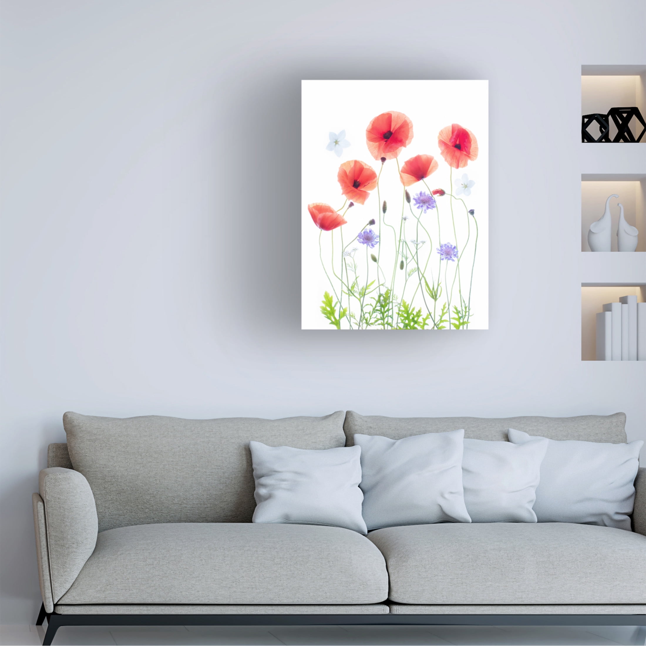 Canvas Wall Art - Sharon Williams 'Poppy Garden' Wall Art for Living Room, Bedroom, or Office Décor by Trademark Fine Art - 14 x 19 Inches