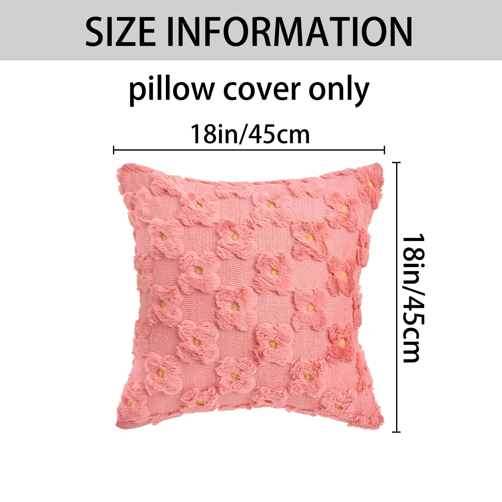 Unique Bargains Cute Daisy Embroidery Pillow Covers Pack of 2 Coral Red 18" x 18"