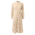 thumbnail image 3 of WILLBEST Robes Vertes pour Femmes Mode Dentelle Broderie Longue Robe Demi-Col Roulé Robe Ajourée Nouvelle Robe de Fête à Manches Longues Printemps, 3 of 4