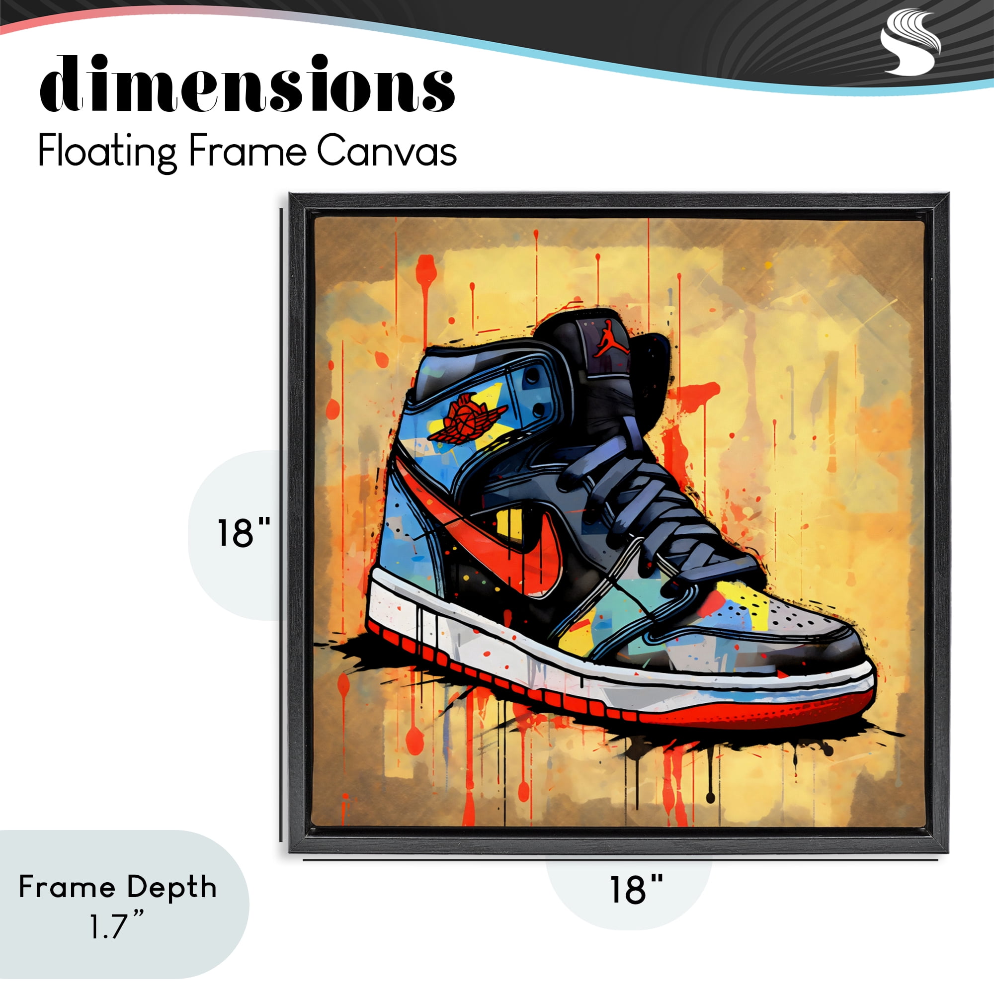 Stupell Industries Sporty Sneaker Drips Black Framed Floater Canvas Wall Art, design by Creative Studio