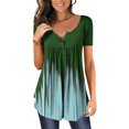 thumbnail image 1 of ICHUANYI Clearance Womens Summer Casual Tops V- Neck Hide Belly Short Sleeve T- Tunic Blouses(Green, L) ICHUANYI WER2023081505130, 1 of 7