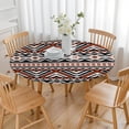 thumbnail image 3 of Stretchable Boho Floral Round Tablecloth - Elastic Border Fits 52 to 56 Inch Tables - Vibrant Dining Room Table Cover, 3 of 7