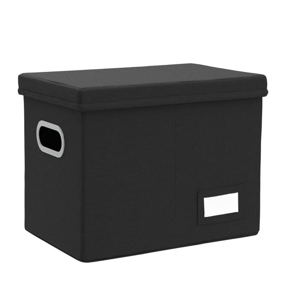 File Organizer Box, Collapsible Decorative Filing Storage with Lid, Hanging File Folders for Office Cabinet and Home Office