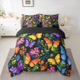 thumbnail image 2 of Homewish Graffiti Butterfly 7 Pieces Bedding Comforter Set,Colorful Flower Floral Full Bedding Set,Oil Painting Fitted Sheet Flat Sheet For Kids,Microfiber Bedroom Decor Reversible, 2 of 8