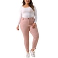 thumbnail image 2 of Jeans ajustados de mujer de talla grande Agnes Orinda, de tiro medio, elásticos, de mezclilla casual, leggings de jean 3X rosa, 2 of 5