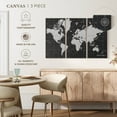 thumbnail image 4 of Elephant Stock Grid Lines World Map Wall Art - Horizontal Multi Panel Canvas - Living Room Wall Decor - Map Multi Panel - Gray And Decor - 38" x 24", 4 of 4