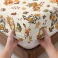 thumbnail image 3 of Twin Sze Fitted Sheet Set - Squirrel Fall 2 Piece Bedding Sets 16" Deep Pocket Fitted Sheet with 1 Pillowcase, Beige Mushroom Maple Leaves Thanksgiving Brushed Microfiber Hotel Luxury Bed Sheets, 3 of 9