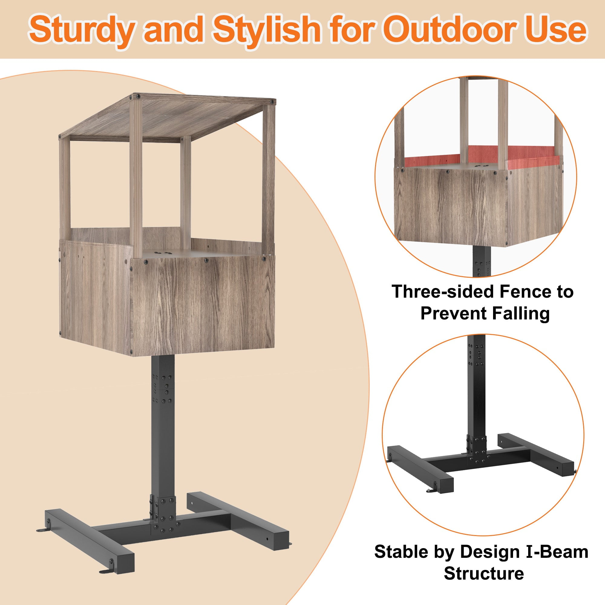 Outdoor Feral Cat Feeding Station, Shelter for Food & Water, Critter-Proof Design Safe Haven, 24.5"x24.5x61"