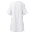 thumbnail image 5 of YAYUBA Vacation Outfits for Women Fashion Loose Casual Solid Color V Neck Five Quarter Sleeve Flared Sleeve Dress Resort Wear for Women, 5 of 5